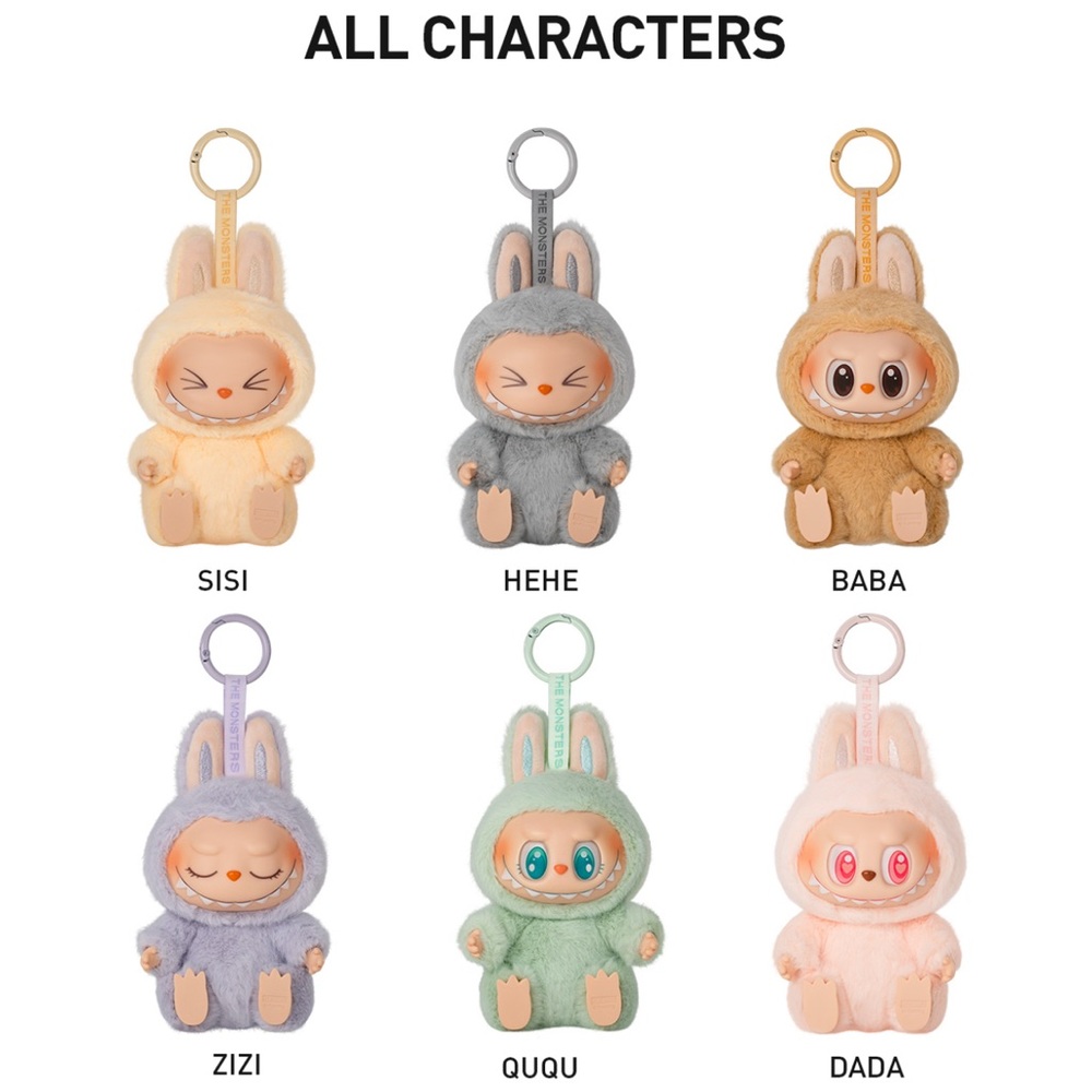 Cute Bunny Plush Keychain Set